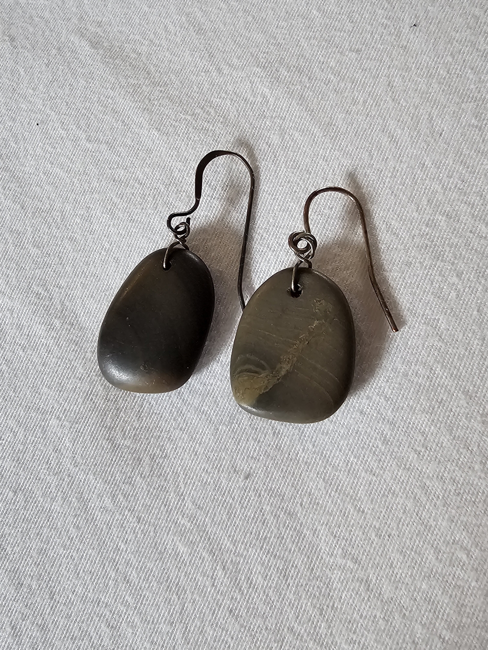 Natural Stone Drop Earrings in Olive Green - Women Jewelry